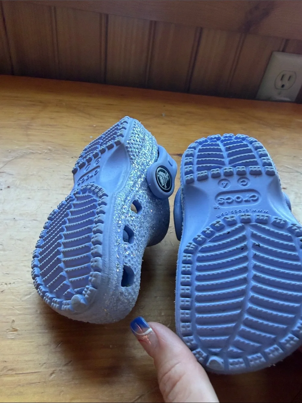CROCS Kids Glitter Light Blue Clogs